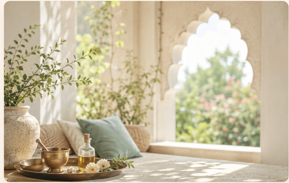 Paisagem inspirada na tradição De Ayurveda